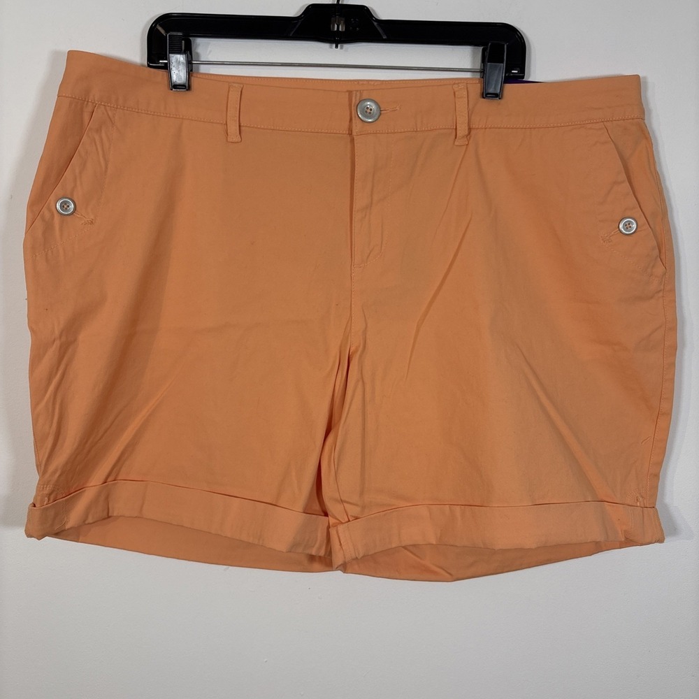 Lane Bryant Peach Orange Sherbert Cotton Chino Cuff Shorts Plus Size 22 NWT